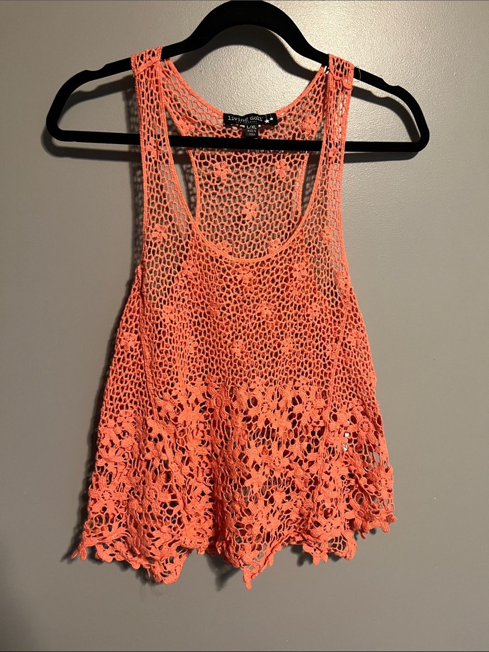 living doll Coral Crochet Lace Tank Top